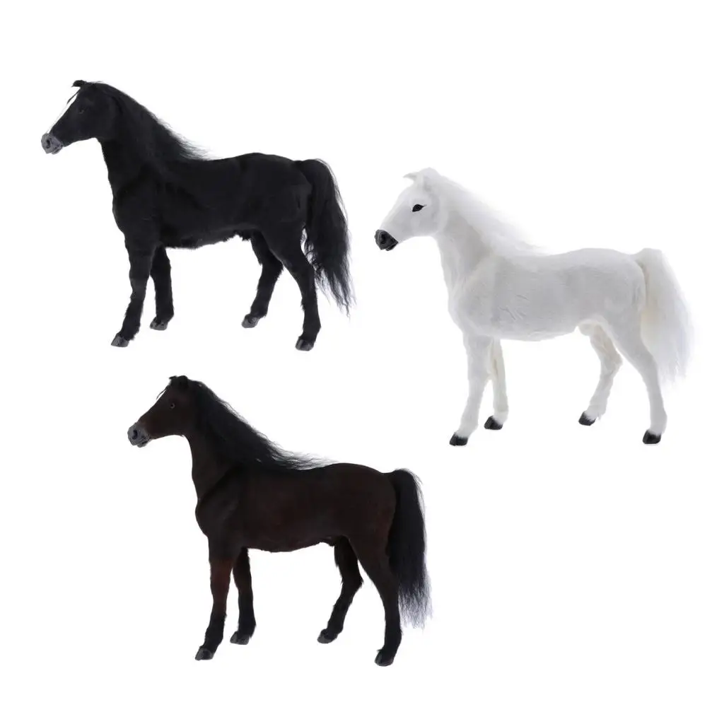 Maßstab 1:6 Simulation Die Blut-Pferd Figuren, Plüsch Pferd Stehend Kuscheltiere Modell Figurine Spielzeug Home Office Decor