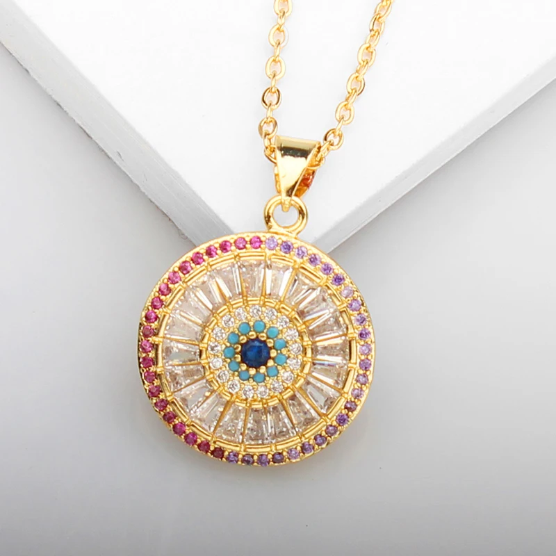 Цепочка Из Нержавеющей Стали 316L роскошное круглое ожерелье с кулоном из фианита