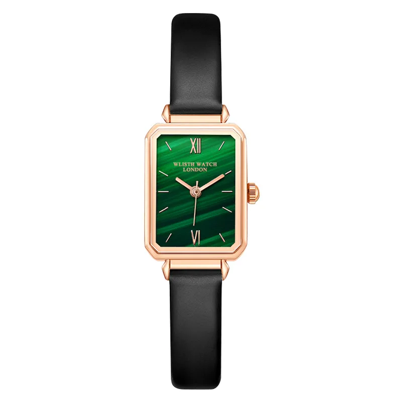 

Retro small square disc watch female simple temperament student small green watch waterproof 30M ladies watch diameter 21mm