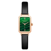 retro small square disc watch female simple temperament student small green watch waterproof 30m ladies watch diameter 21mm