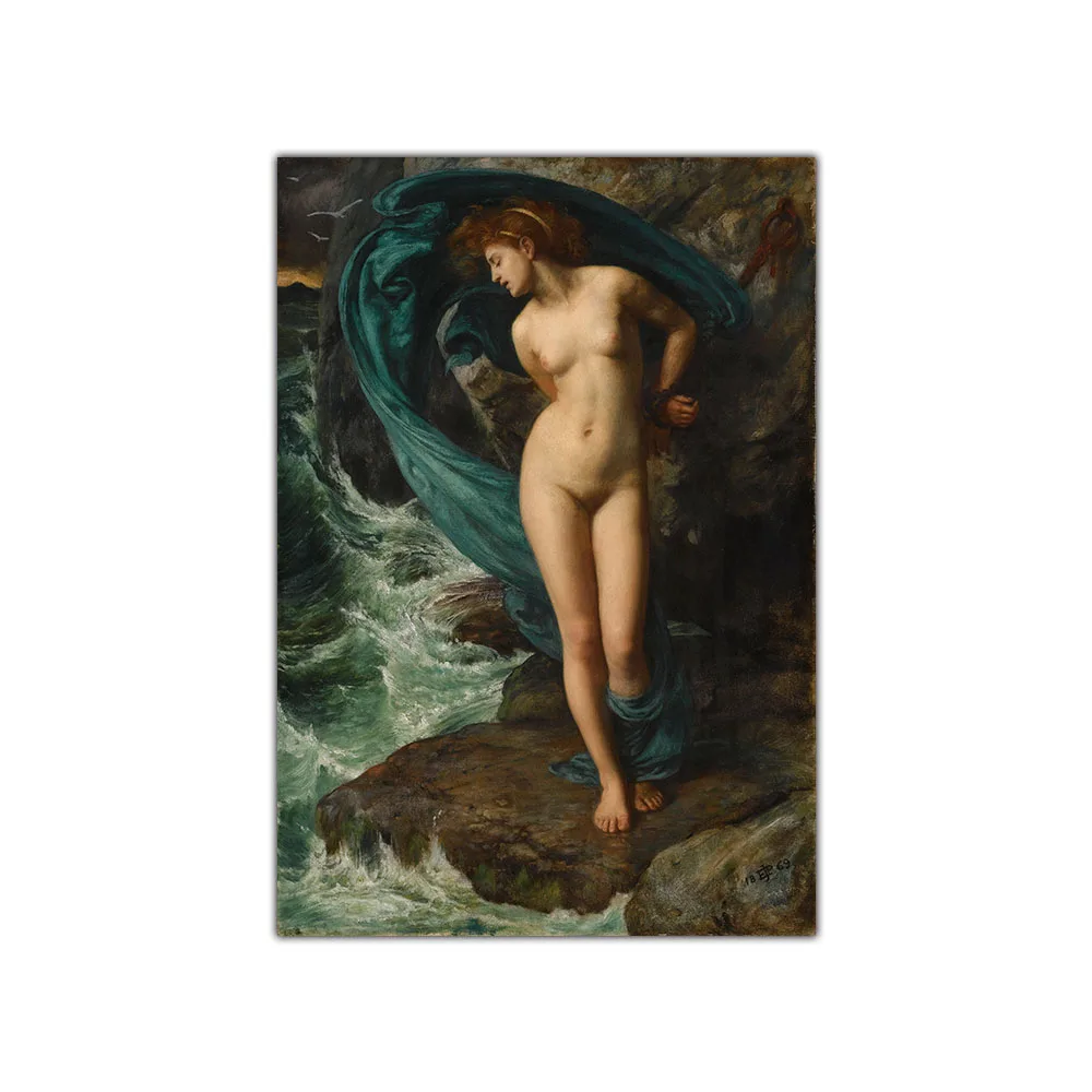 Citon Canvas Art Oil Painting Edward John Poynter《Andromeda》World Famous Artwork Picture Modern Wall Decor Home Decoration | Дом и сад