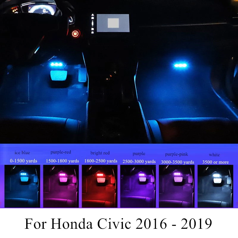 

LED 12V RGB Atmosphere Lighst Car Interior Colorful Floor Foot Lamp For Honda Civic 2019 2018 2017 2016 Decoration Accessories