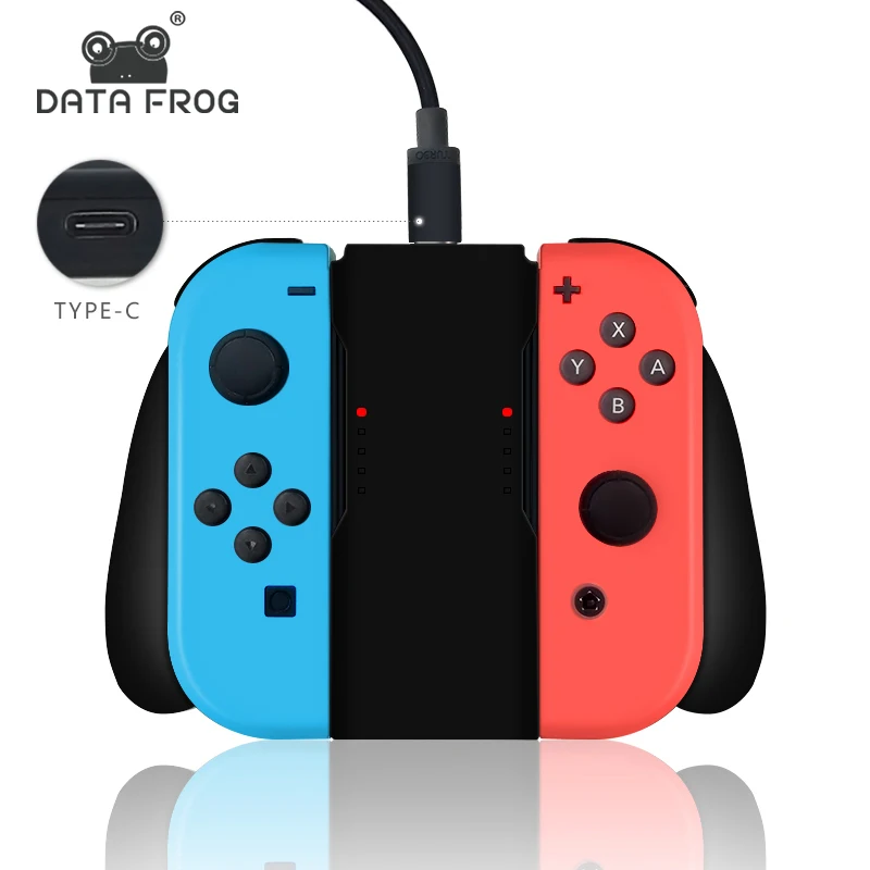 Фото Зарядный Док-станция DATA FROG Grip с ручкой Совместимость-переключатель Nintendo OLED Joy Pad ручка контроллер зарядное устройство Подставка для выключателя №1