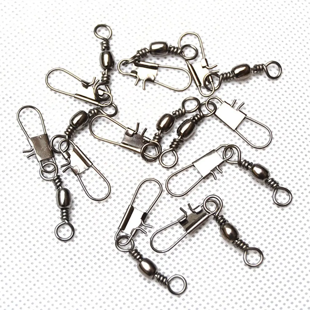 

FISH 100PCS/Lot Fishing Connector Pin Bearing Rolling Swivel Stainless Steel with Snap Fishhook Lure Tackle NEW