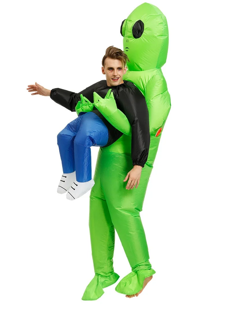 

JESSIC Alien Inflatable Costume Halloween Costume For Women Men Green Alien Devil Costume Adult Monster Cosplay Inflatable Suit