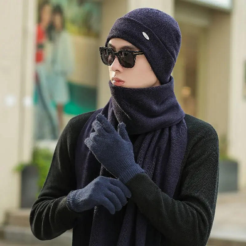 Теплый комплект из 3 предметов зимние шапки шарф перчатки для женщин и мужчин