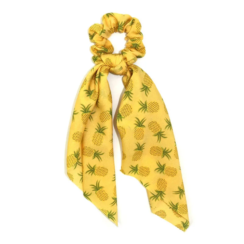 Милые эластичные резинки для волос с принтом клубники и ананаса конским хвостом