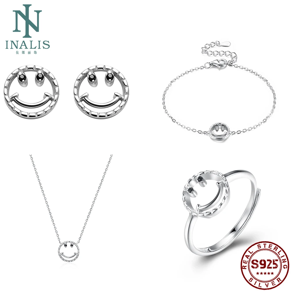 

Комплект женский из колье и серёг, из серебра в форме улыбающегося лица пробы