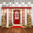 Фон для фотосъемки Mehofond зима Рождество красная дверь деревья Блестящий крыльцо дети семейный портрет фон реквизит для фотостудии