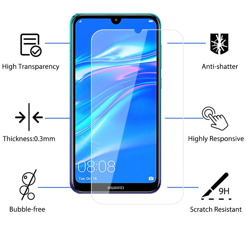 2 в 1 Защитное стекло для объектива камеры huawei y7 pro 2019 hauweii safty flim y 7pro 7 Закаленное