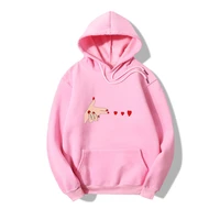 autumn oversized hoodies women o neck casual finger heart shaped pattern print woman clothes pullovers women hooded sweatshirts