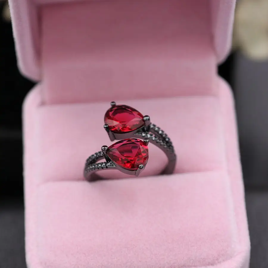 

Rings for Women Multicolor Heart Zircon Open Finger Rings Black Gold for Women Gift Adjustable Ring Gorgeous Fashion Jewelry