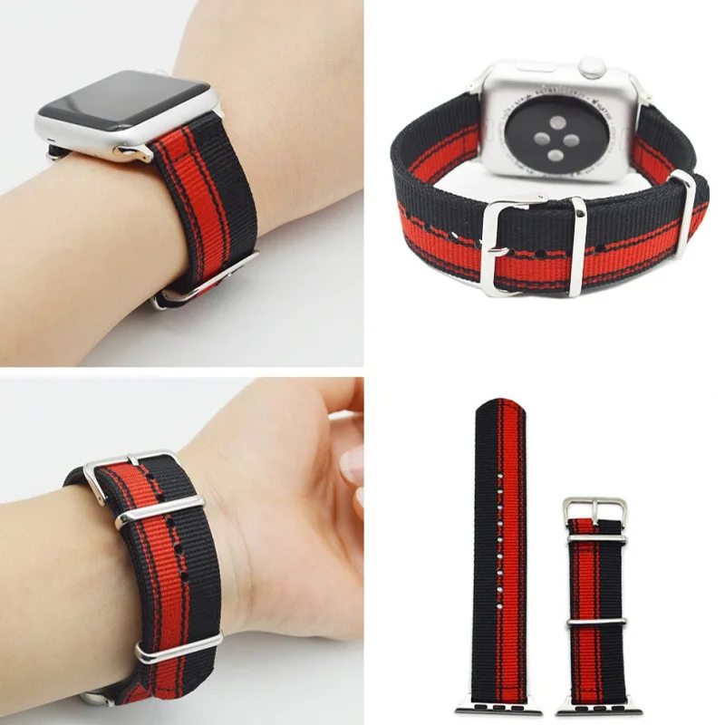 Из мягкого нейлона и шифона со вставками в полоску ремешок для наручных часов Apple