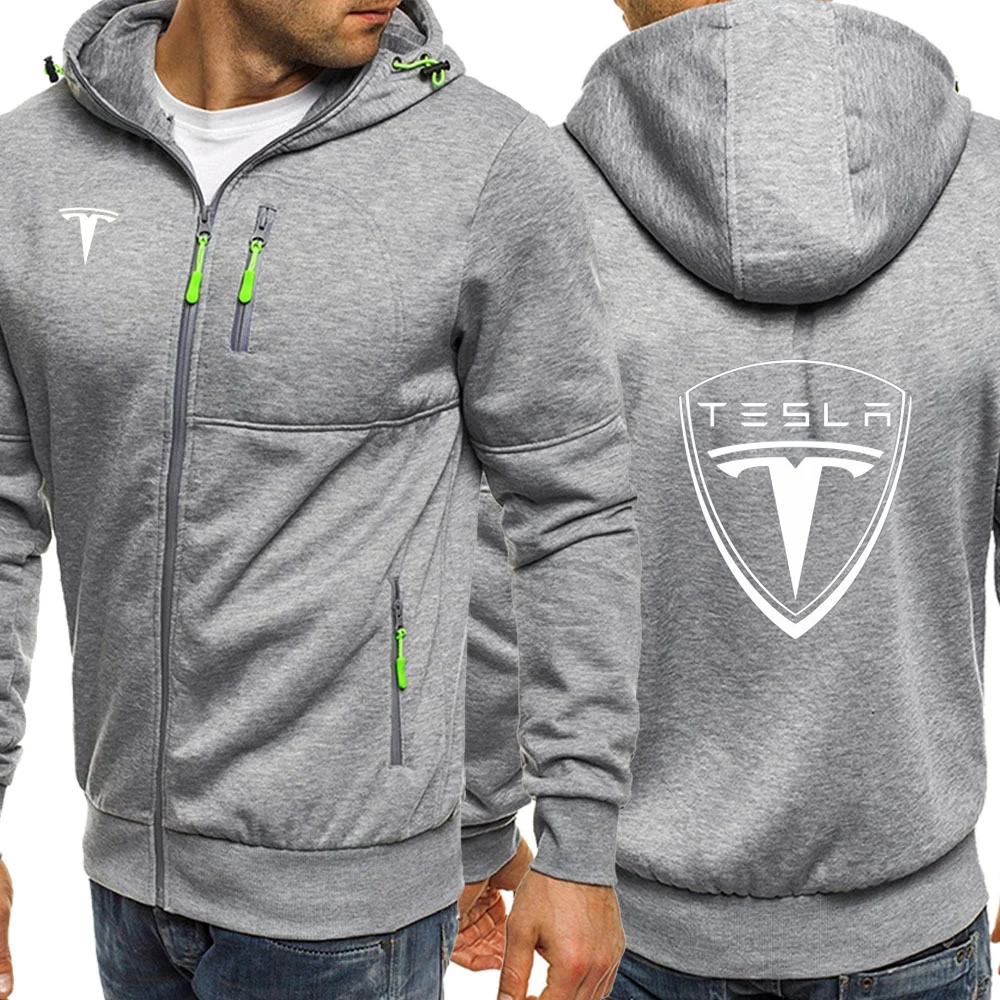 

Tesla Car LOGO New Spring Autumn Hoodies Men Casual Hooded Men's Sweatshirt Pullover Hoodie Men Clothing Streetwear