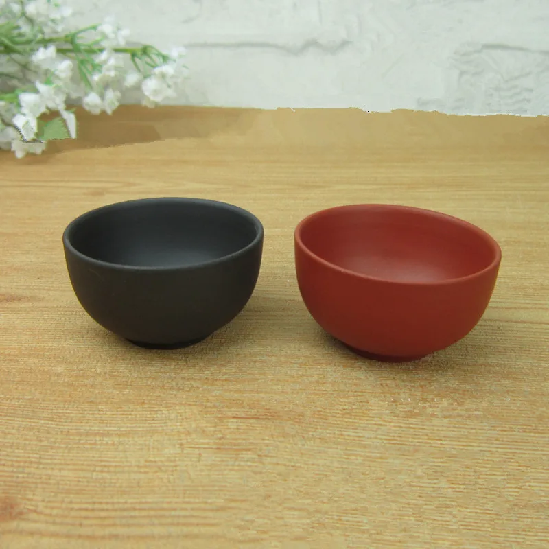 Акция! 6 шт. набор керамических чайных чашек из фиолетовой глины 55 мл черные