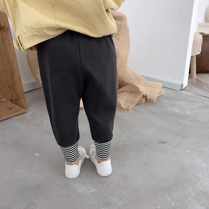 Autumn boys girls Spliced striped sports pants kids cotton soft 5 colors casual all-match trousers 2-7Y