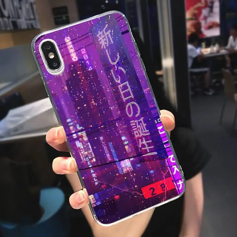 

Japanese Vaporwave Glitch Anime Phone Case Transparent soft For iphone 5 5s 5c se 6 6s 7 8 11 12 plus mini x xs xr pro max