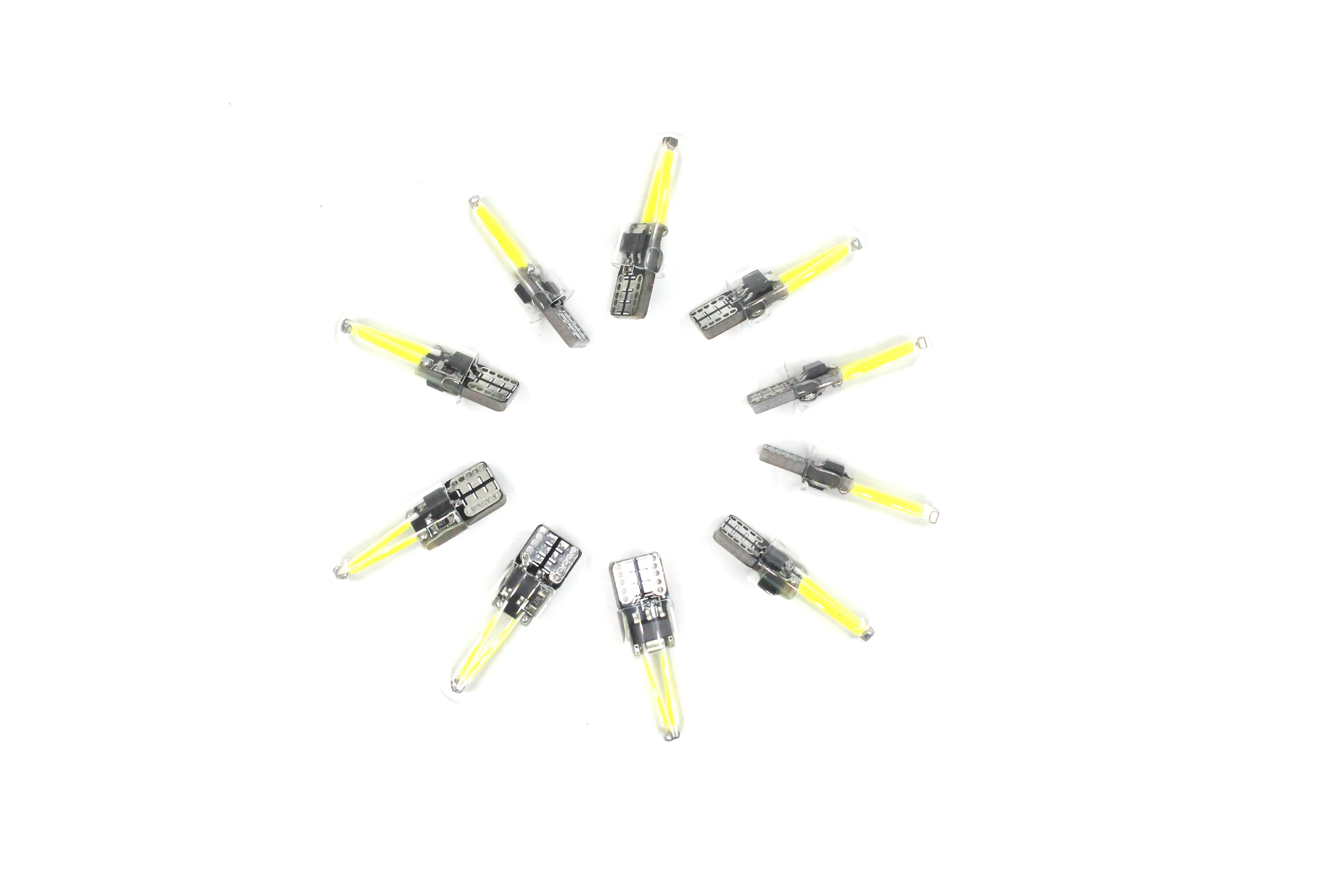 10 шт. очень яркий светодиодный купольная лампа T10 COB W5W Стекло светильник 12V