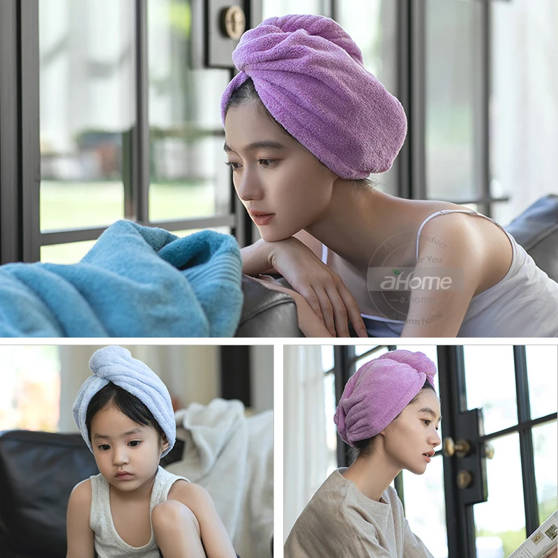 Быстросохнущая шапочка для волос девочек полотенец ванной однотонная из