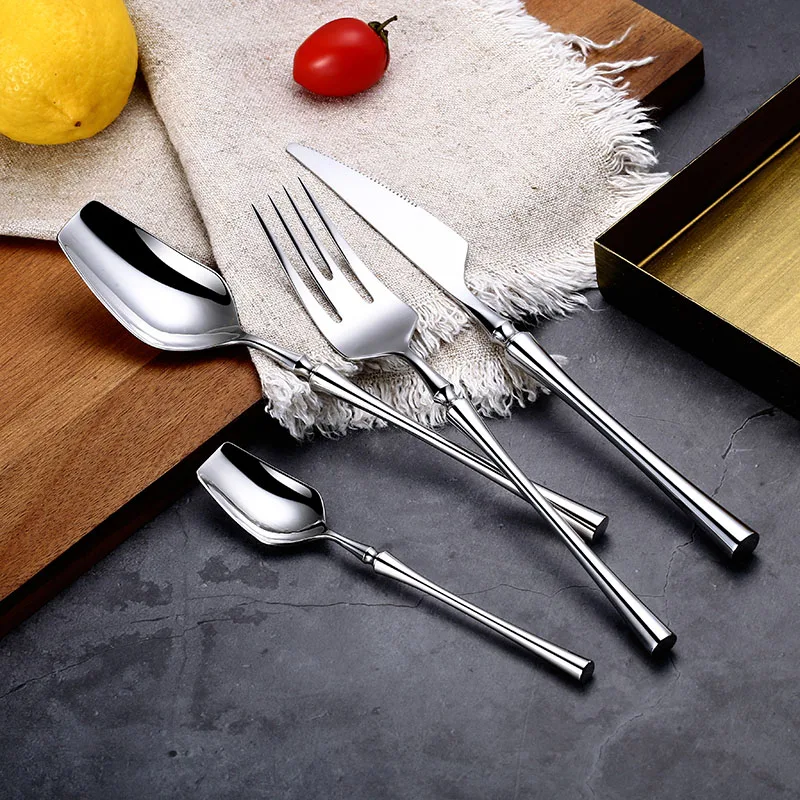 

24Pcs/set Dinnerware Set 304 Stainless Steel Silverware Tableware Luxury Cutlery Set Flatware Knife Fork Spoon Dishwasher Safe