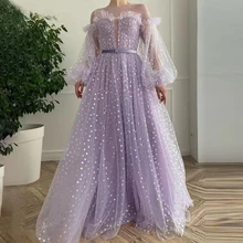 Simples crepe roxo baile de formatura vestidos de baile celebridade vestido de festa para a menina mangas compridas zip voltar com faixas robe de soriee femme (2)