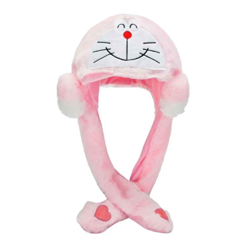 pink jingle cat Шляпа с светильник перемещение унисекс с кроличьими ушами для детей зимняя куртка для девочек и мальчиков Кепки блеск симпатичные милые плюшевые домашние тапочки с изображением маленьких световой Шапки вспышка светильник s - Цвет: pink jingle cat