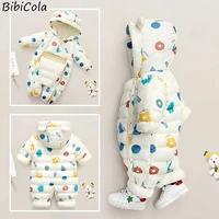 baby winter clothes newborn romper baby boys and girls cute print jumpsuit infant warm down jacket overalls kids outerwear suit