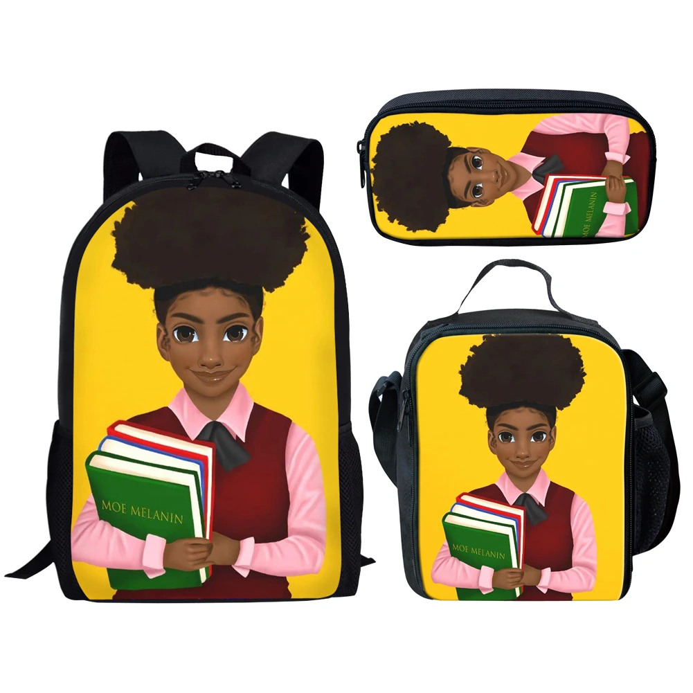 

Комплект из рюкзака и сумки для девочек-подростков, милый школьный ранец с Африканским и черным принтом, женская сумка для книг