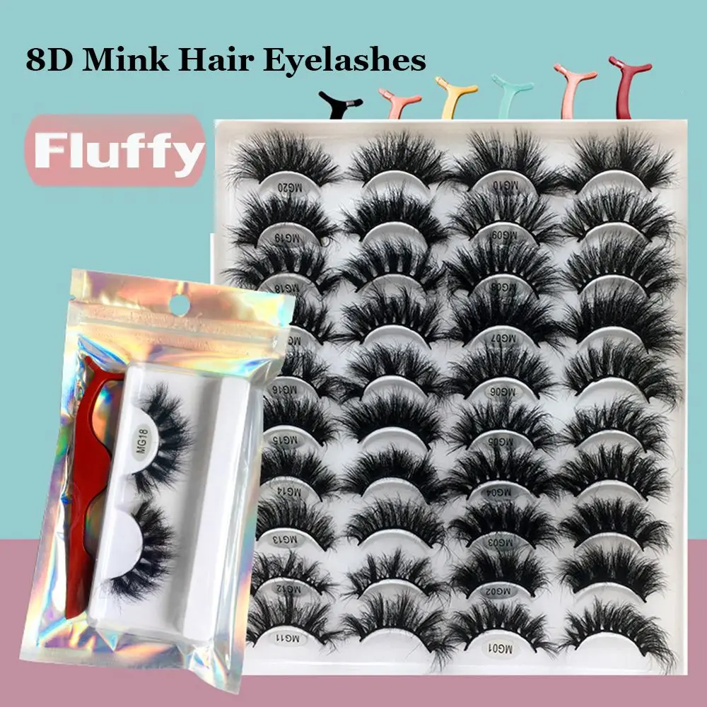 

New Multilayers 8D Mink Hair False Eyelashes Cruelty Free Soft Handmade Extension Lashes Black Fake Eyelashes With tweezers
