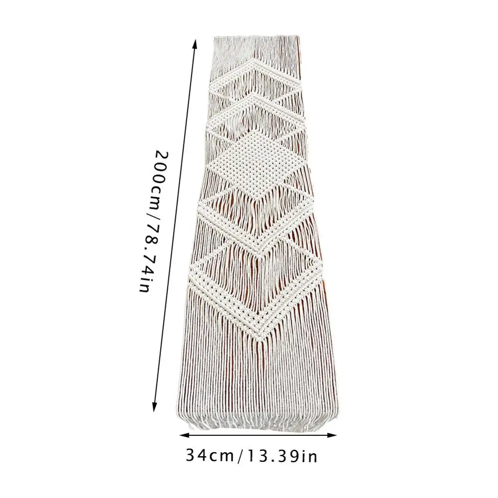 

34x200CM Hollow Out Macrame Table Runner Boho Wedding Decoration Nordic Style Boho Table Runner With Tassels Drop Shipping