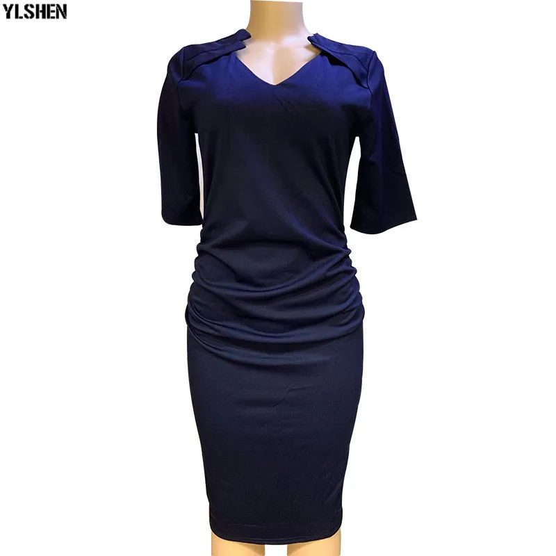 Navy blue Новые африканские платья для женщин Дашики халат африканская роковая Анкара африканская одежда тонкое вечернее длинное платье с v-образным вырезом одежда - Цвет: Navy blue