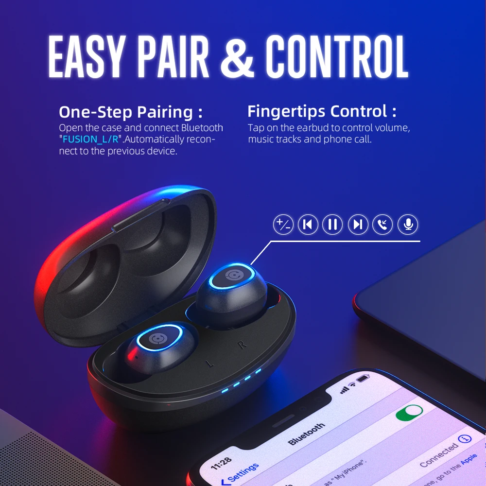 Беспроводные наушники Cystereo TWS Bluetooth 5 0 20 ч светодиодный дисплей шумоподавление