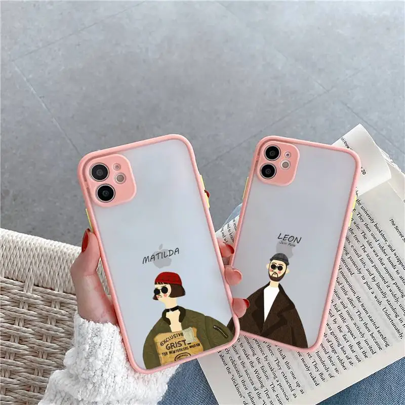 

Leon Phone Case Pink matte transparent For iPhone 7 8 x xs xr 11 12 pro plus max mini Clear Funda