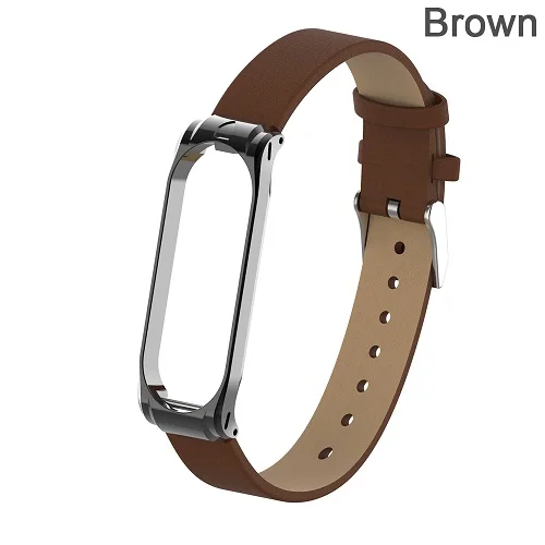 brown 1 шт. модный браслет из искусственной кожи для Xiaomi mi 3 4 ремешок для часов браслет на запястье mi Band замена Силиконовой Металлической Рамки - Цвет: brown