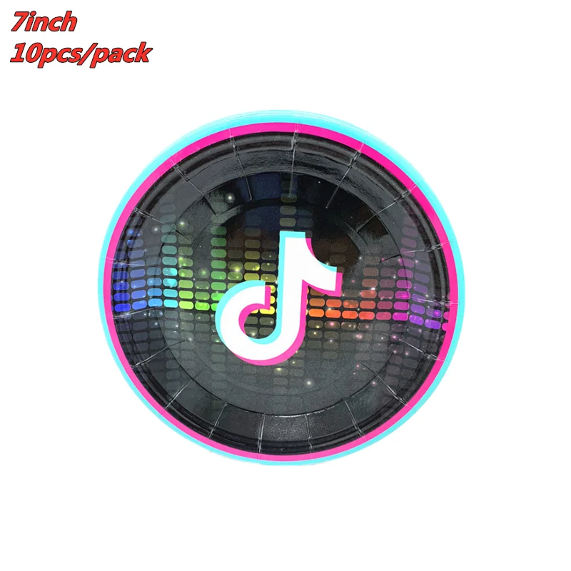 83 Uds TIK fiesta de m&uacute;sica placas mantel beb&eacute; ducha suministros de decoraci&oacute;n para fiesta de cumplea&ntilde;os bandera tazas, servilleta desechable de vajilla-5