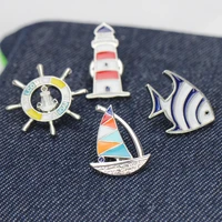 diy simple sailboat brooch retro badge pin suit sweater cardigan accessories men and women corsage jewelry