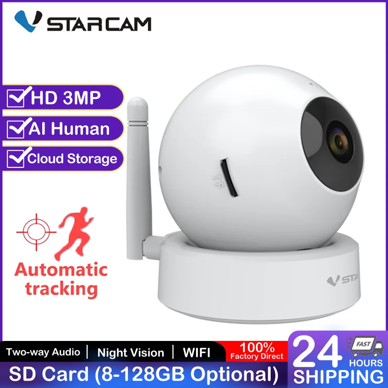 

Vstarcam New Mini 3MP HD WIFI IP Camera Night Vision Home Security Camera Wireless P2P Indoor IR Cam PTZ IP Camara Two Way Audio