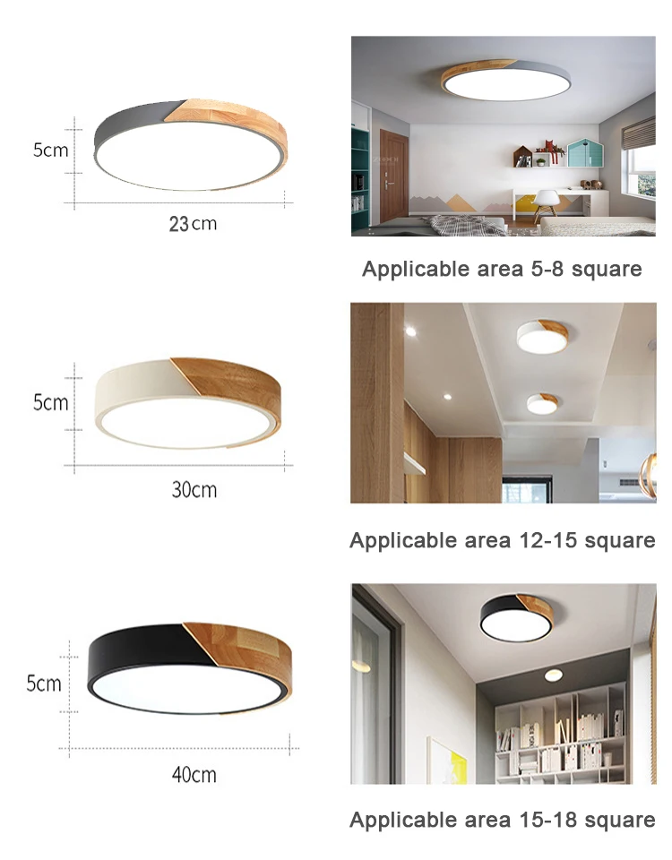 

Ultra Thin Lamp Wooden Ceiling Lamp Remote Control Living Room Lighting Kitchen Corridor Balcony Light LED Ceiling Light
