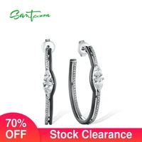 santuzza silver earrings for women genuine 925 sterling silver sparkling cubic zirconia hoop earrings %d1%81%d0%b5%d1%80%d1%8c%d0%b3%d0%b8 brincos jewelry