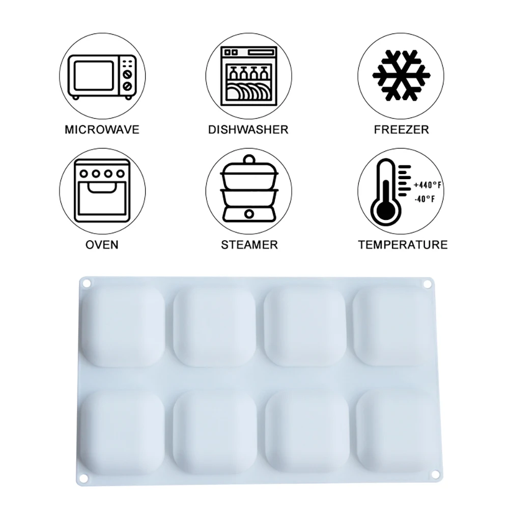 

Silicone 8 Cavity Square Shape Cake Mold For Baking Dessert Ice-Creams Chocolate Mousse Molds Decorating Tools Mould