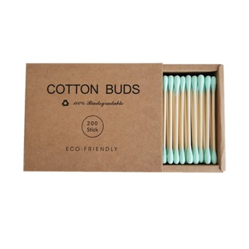 

200PCS/Box Double Head Cotton Swab Bamboo Sticks Cotton Swab Disposable Buds Cotton For Beauty Makeup Nose Ears Cleaning