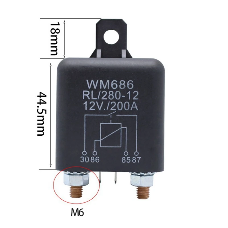 Battery Isolator Relay 12V 4-Pin WM686 Start Car ON/OFF Switch Normally Open RL/280 200A |