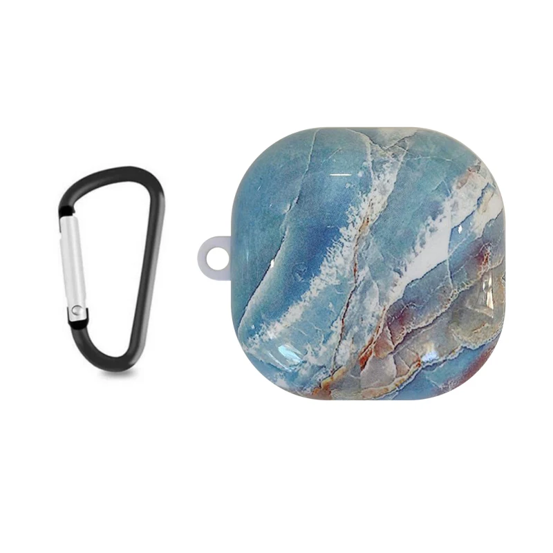 

New Marble Pattern Case For Samsung Galaxy Buds Live Earphone Cases Shell Full Protective Earphone Shell Sleeve With Carabiner