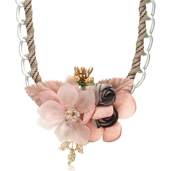 PINK Женское пряжа цветок ожерелье с листом для женщин массивное ожерелье s& Подвески Новое поступление модные украшения для подарков SP456 - Окраска металла: PINK