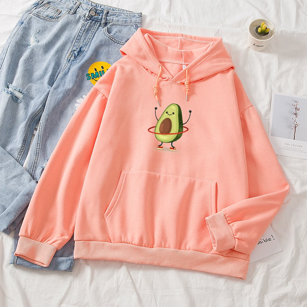 

Fashion Sweatshirt Hoodie Cute Cartoon Avocado Print Top Girl Print Women's Hoodie Personality Ladies Sweatshirt Hip Hop Apparel