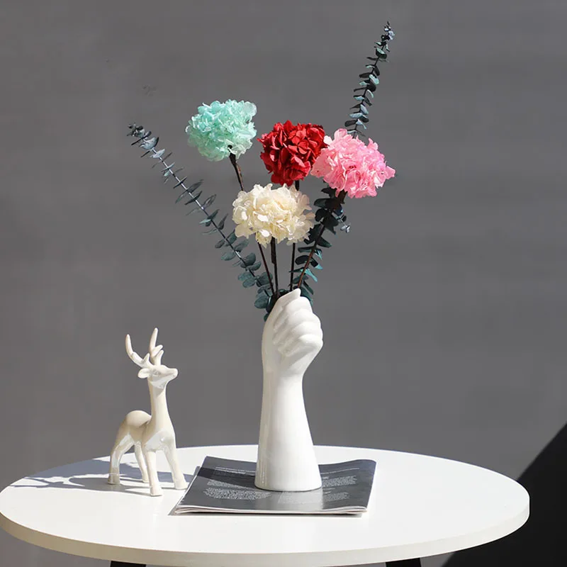 

American Style Ceramic Fist Vase Handmade Sculpture Flower Pot Desktop Floral Container Decoration Creative Hydroponic Base