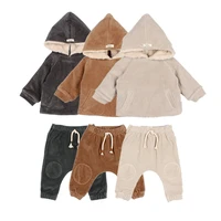 thick childrens clothing set baby warm jacket winter velvet hoodie and trouser set long sleeve baby toddler children clothes
