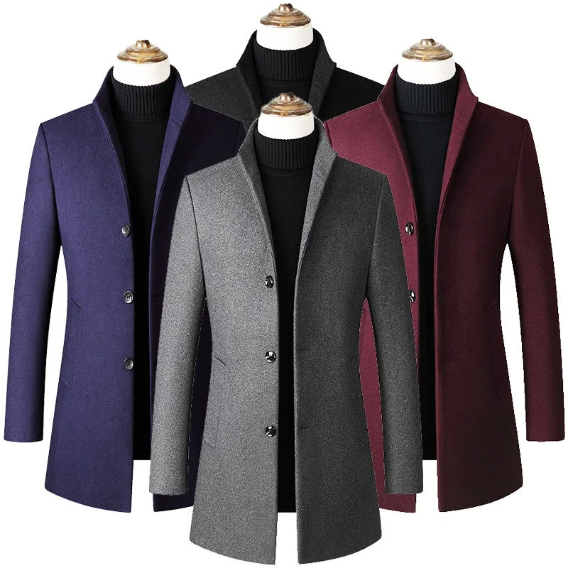 

2021 Мужская шерстяная куртка, деловой Повседневный Тренч, Мужское пальто для отдыха, мужские куртки от пыли, ветровка