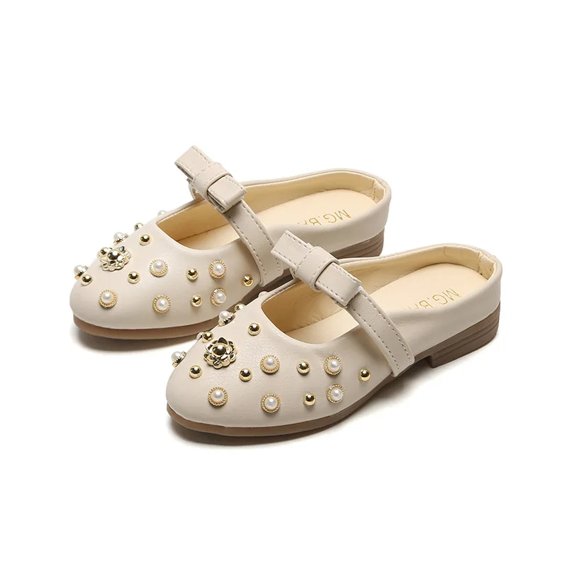 Новые осенние тонкие туфли с мелкими заклепками для детей Маленькие кожаные