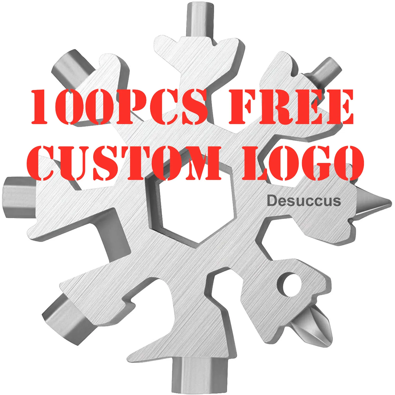 100 шт. MOQ Бесплатный Пользовательский логотип 18 в 1 инструмент виде снежинки буквы